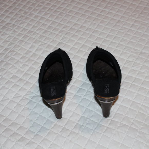 Michael Kors Black suede Leather Wood Heel Studded - Picture 4 of 12
